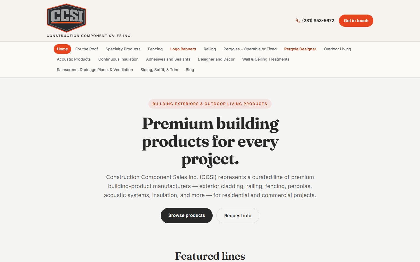 CCSI Sales website, an AI-built site for Construction Component Sales Inc.