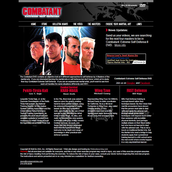 Combatant Extreme Self Defense website design project