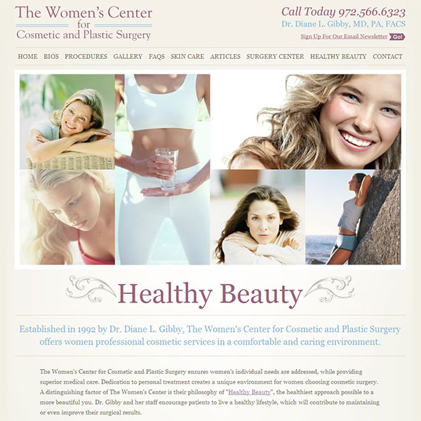 The Women's Center for Cosmetic and Plastic Surgery website design project