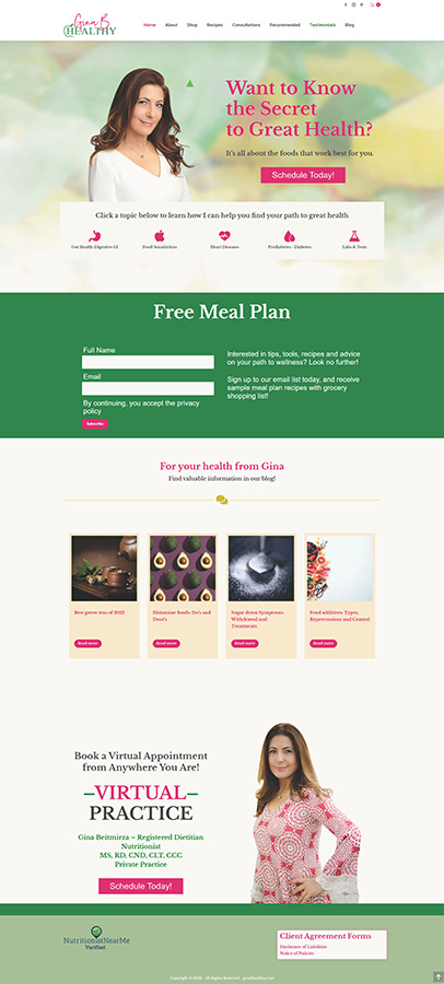 Gina B Healthy website design project