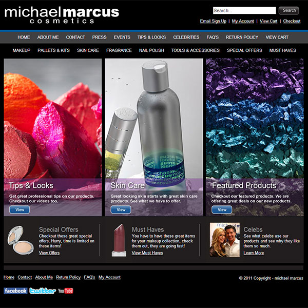 Michael Marcus Cosmetics website design project
