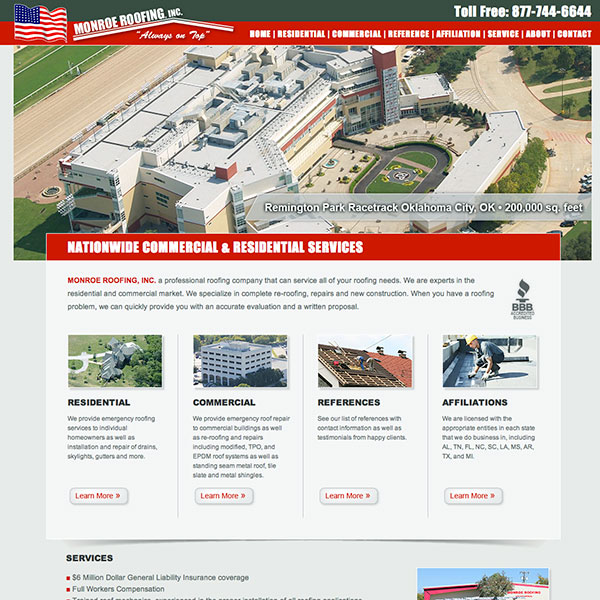 Monroe Roofing Inc. website design project