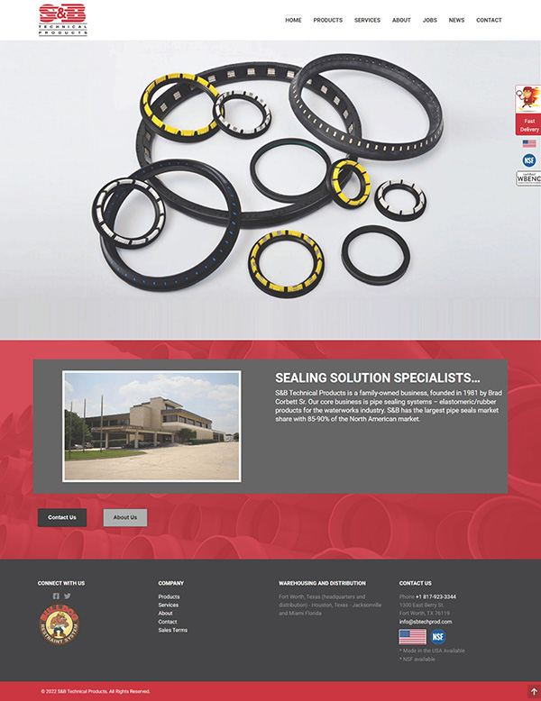 S&B Technical Products website design project